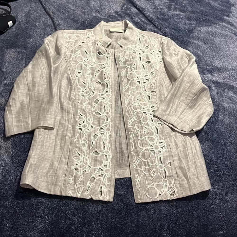 Chicos Grey Lightweight Jacket. Size 1 - image 1